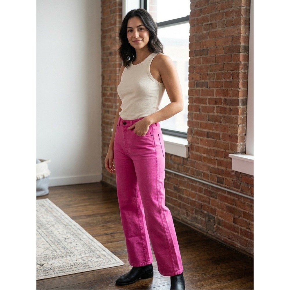 Simon Miller Pink High Rise Straight Wide Leg Jeans 29 Dopamine Dressing Luxury